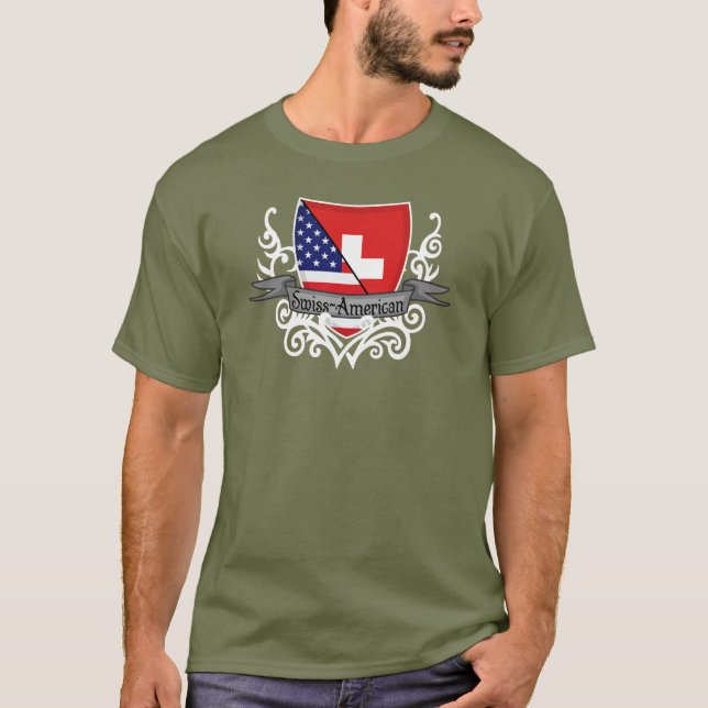Camiseta Bandeira Suíço-Americana do protetor (Frente)