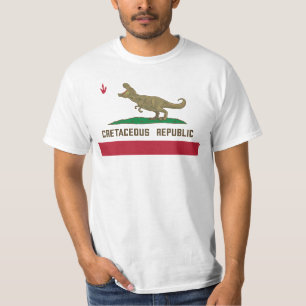 Camiseta Bandeira T-rex Dinossaur, República Cretácea da Ca