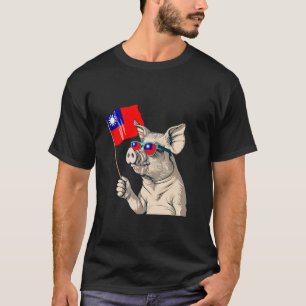 Camiseta Bandeira taiwanesa Pig Taiwan Raízes taiwanesas