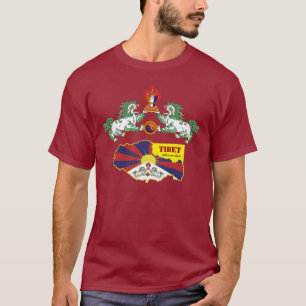 Camiseta Bandeira Tibetana, Leões de Neve, Mapa/Moda