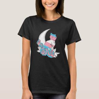 Camiseta Bandeira Transsexual Flor Gato Lua Transgênero LGB