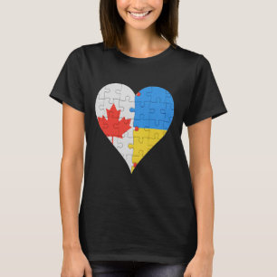 Camiseta Bandeira ucraniana canadense Coração Canadá Ucrâni