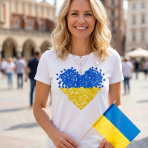 Camiseta Bandeira ucraniana. Enviando Amor à Ucrânia. Apoio