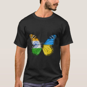 Camiseta Bandeira ucraniana indiana Borboleta Índia Ucrânia