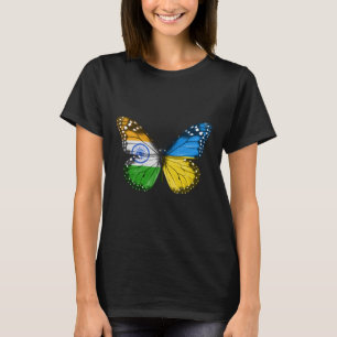 Camiseta Bandeira ucraniana indiana Borboleta Índia Ucrânia