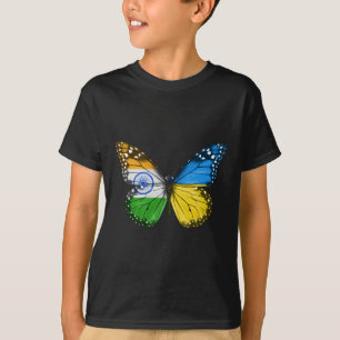 Camiseta Bandeira ucraniana indiana Borboleta Índia Ucrânia