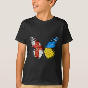 Camiseta Bandeira ucraniana inglesa Borboleta Inglaterra Uc