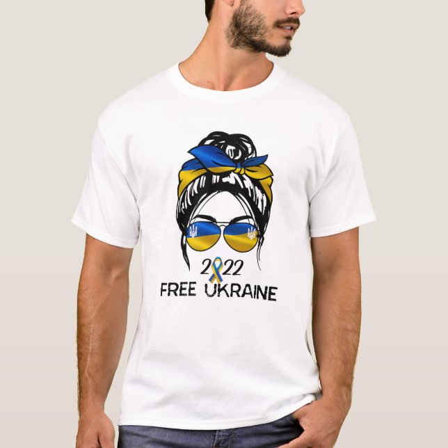 Camiseta Bandeira Ucraniana, Ucrânia Orgulho Mulheres Sem A (Frente)