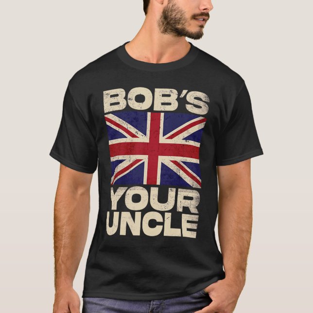 Camiseta Bandeira Union Jack Britânica  Bob's your Uncle (Frente)