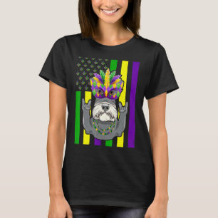 Camiseta Bandeira Usa Mardi Gras Schnauzer Dog Festival Pup