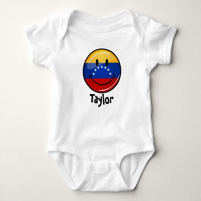 Camiseta Bandeira venezuelana de sorriso redonda lustrosa (Frente)