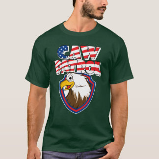 Camiseta Bandeira Vermelha Branca Azul Águia Careca Caw Pat