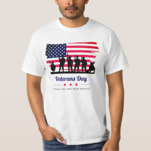 Camiseta Bandeira Vermelha e Azul Dia dos Veteranos 2025 –