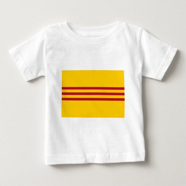 Camiseta Bandeira vietnamiana sul - đỏ do sọc dos (Frente)
