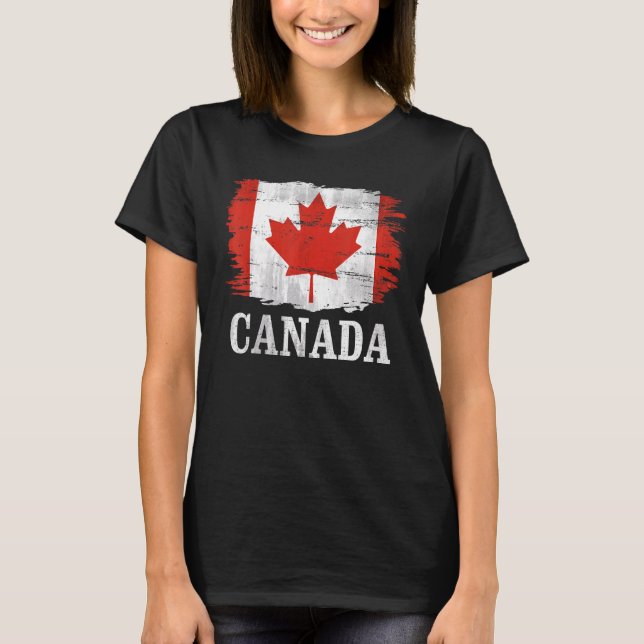 Camiseta Bandeira Vintage Canadá Para Canadense   (Frente)