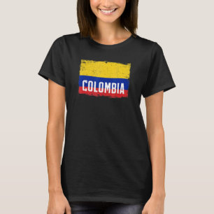 Camiseta Bandeira Vintage da Colômbia Patrimônio Raízes Col