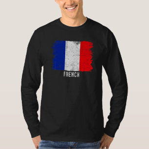 Camiseta Bandeira Vintage da França Raízes Francesas Para H