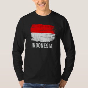 Camiseta Bandeira Vintage da Indonésia Para Indonésio