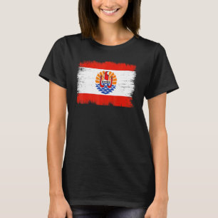 Camiseta Bandeira Vintage da Polinésia Francesa Polinésio F