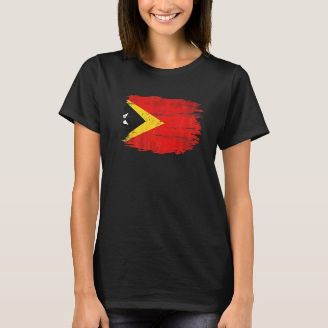Camiseta Bandeira Vintage de Timor Leste (Frente)