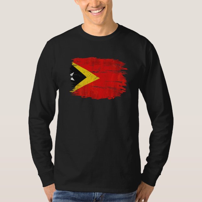 Camiseta Bandeira Vintage de Timor Leste (Frente)
