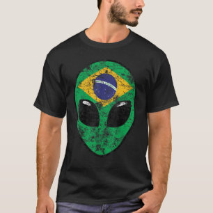 Camiseta Bandeira Vintage do Brasil Face Alien