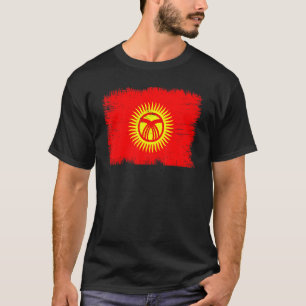 Camiseta Bandeira Vintage do Quirguistão Dia da Independênc