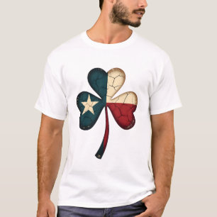 Camiseta Bandeira Vintage do Texas Shamrock Envelhecida Cra