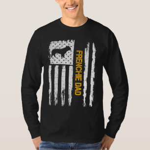 Camiseta Bandeira vintage dos EUA Bulldog Francês Cachorro