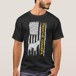 Camiseta Bandeira Vintage dos EUA Bulldog Francês Vovô Fren