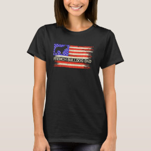 Camiseta Bandeira Vintage dos EUA Cachorro Bulldog Francês
