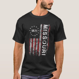 Camiseta Bandeira Vintage dos EUA do Estado do Missouri de