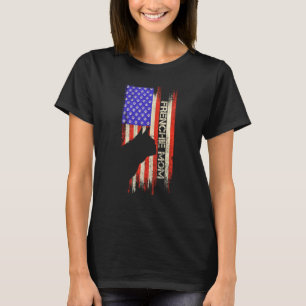 Camiseta Bandeira Vintage EUA Bulldog Francês Mãe de Cachor