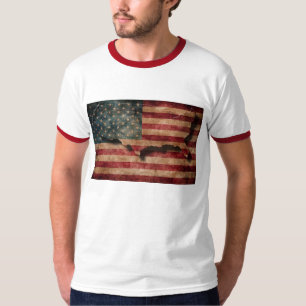 Camiseta Bandeira Vintage Grunge EUA Estrelas e Listras e M