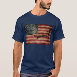 Camiseta Bandeira Vintage Grunge EUA Estrelas e Listras e M