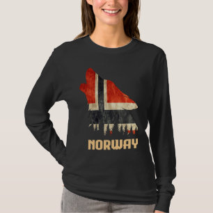 Camiseta Bandeira Vintage Noruega Lobo Escandinávia Norge L