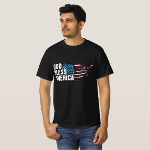 Camiseta Bandeira Vintage Patriótica EUA Deus Abençoe a Amé