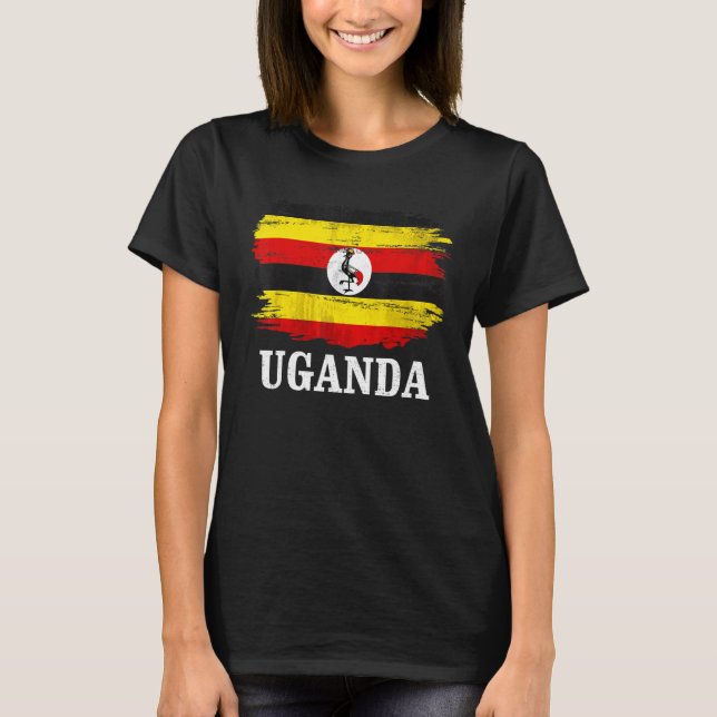 Camiseta Bandeira Vintage Uganda Para Ugandense   (Frente)