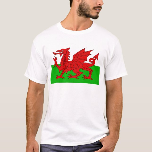Camiseta Bandeira Welsh / Wales - Imagem de Alta Qualidade  (Frente)