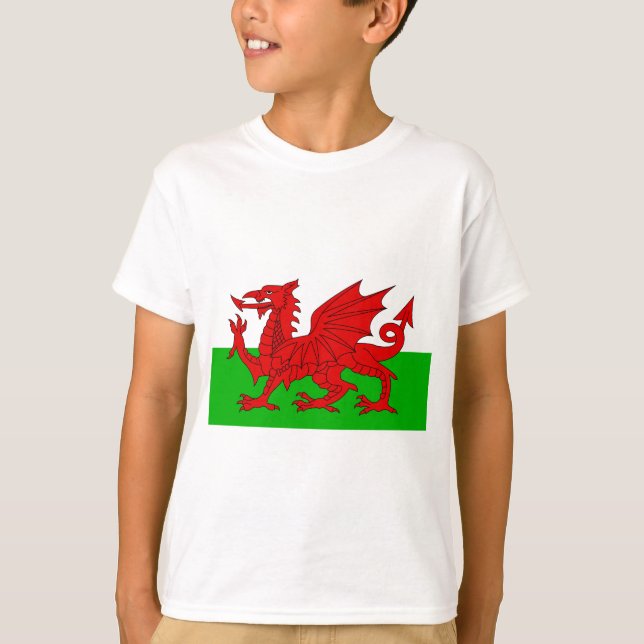 Camiseta Bandeira Welsh / Wales - Imagem de Alta Qualidade  (Frente)