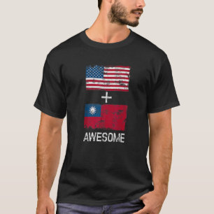 Camiseta Bandeiras Americana + taiwanesa Incrível Dos Eua E