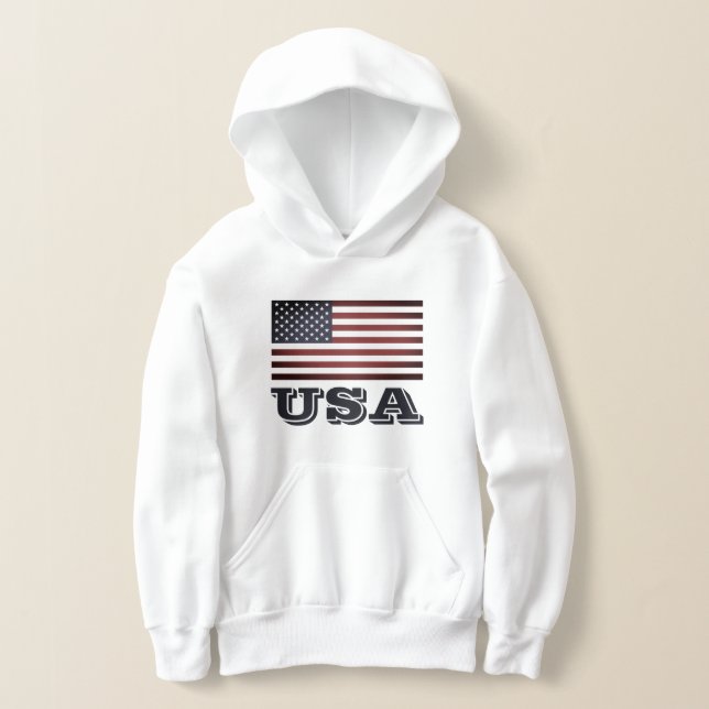Camiseta Bandeiras americanas com capuz com bolso (Postura )