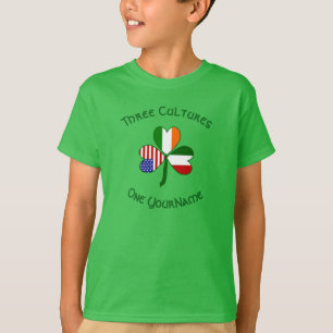 Camiseta Bandeiras Americanas Irlandesas Italianas Trevo Pe