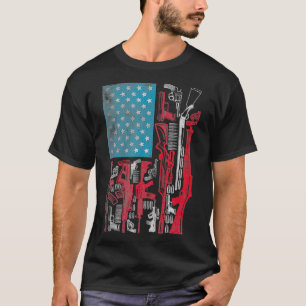 Camiseta Bandeiras Americanas Riffles Bullets Arma de Bande