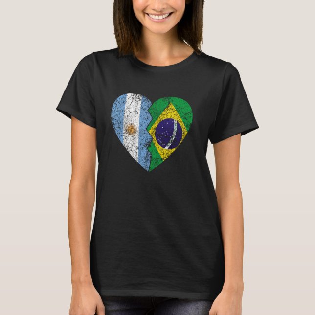 Camiseta Bandeiras argentinas brasileiras cortam o Brasil (Frente)