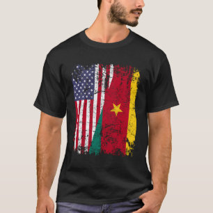 Camiseta Bandeiras camaronesas de meia-bandeira americana B