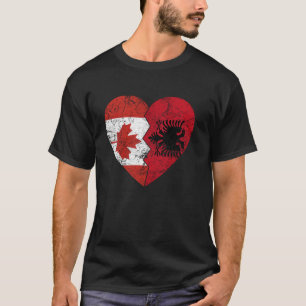 Camiseta Bandeiras Canadenses Albanesas Coração Canadá Albâ