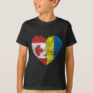 Camiseta Bandeiras Canadenses Ucranianas Coração Canadá Ucr