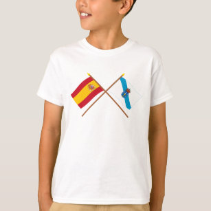 Camiseta Bandeiras cruzadas da Espanha e da Galiza
