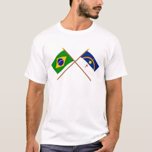 Camiseta Bandeiras cruzadas de Brasil e de Pernambuco